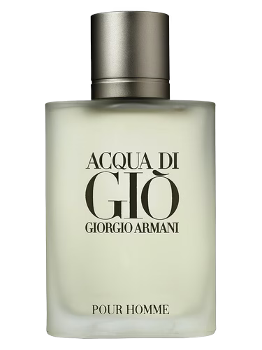 Giorgio Armani Acqua di Gio Pour Homme fragrance bottle with a silver cap.