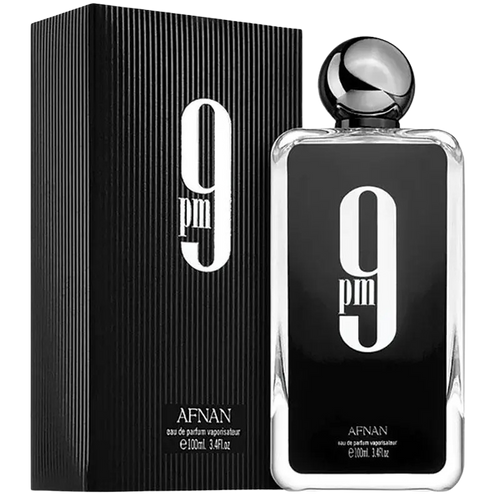 Afnan 9PM Eau de Parfum bottle and box with a large 9 PM logo.