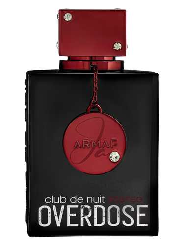 Armaf Club De Nuit Intense Overdose Extrait de Parfum bottle with red cap and red medallion.