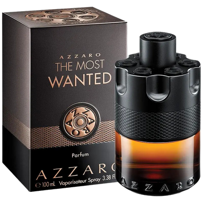 Azzaro The Most Wanted Parfum bottle and box. — fragrance sample