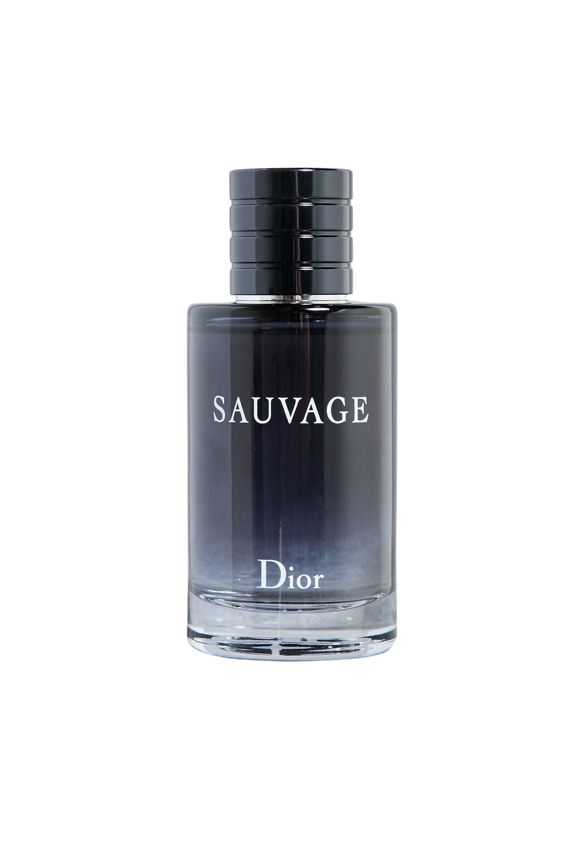 Dior Sauvage EDT decant sample bottle with black cap and clear glass.