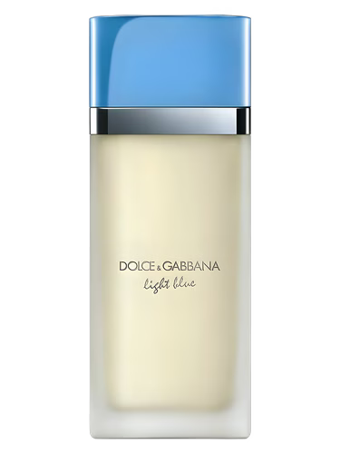 Dolce & Gabbana Light Blue Eau de Toilette for women in a frosted glass bottle with a blue cap.