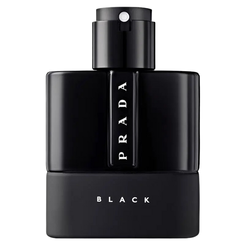 Prada Luna Rossa Black Eau de Parfum bottle with "PRADA" and "BLACK" text.