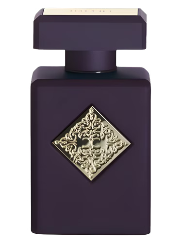 Initio Side Effect EDP decant bottle with gold emblem and dark purple finish.
