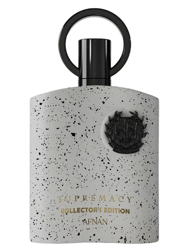 Afnan Supremacy Collector's Edition fragrance bottle with a speckled grey and black design.