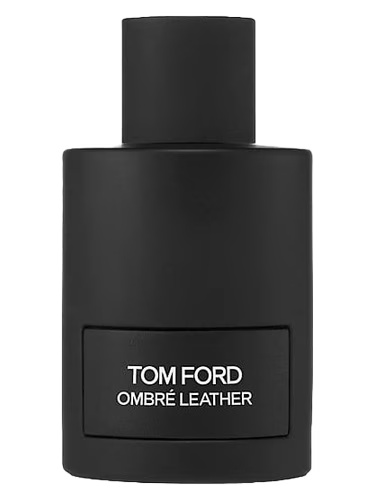 Tom Ford Ombré Leather Eau de Parfum bottle with black matte finish and white text.