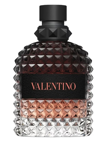 Valentino Uomo Coral Fantasy EDT decant bottle with black cap and studded collar.