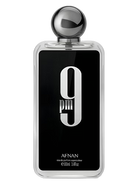 Afnan 9PM Eau de Parfum bottle with a black label and silver '9pm' text.