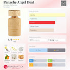 Khadlaj Panache Angel Dust perfume bottle with notes and fragrance profile details.