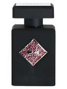 Black Initio Absolute Aphrodisiac perfume bottle with a silver and red emblem.