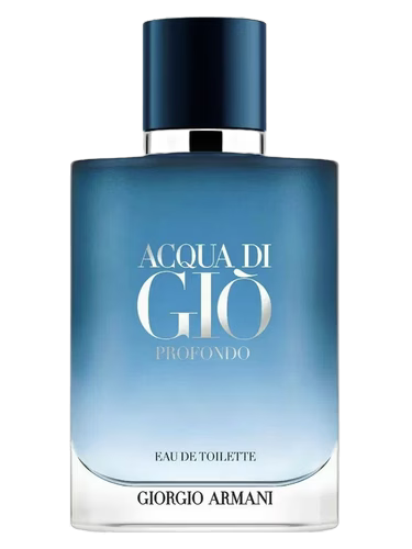 Giorgio Armani Acqua di Giò Profondo Eau de Toilette bottle with blue gradient.