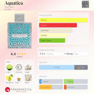 Rayhaan Aquatica fragrance bottle with main accords, notes, and season information.