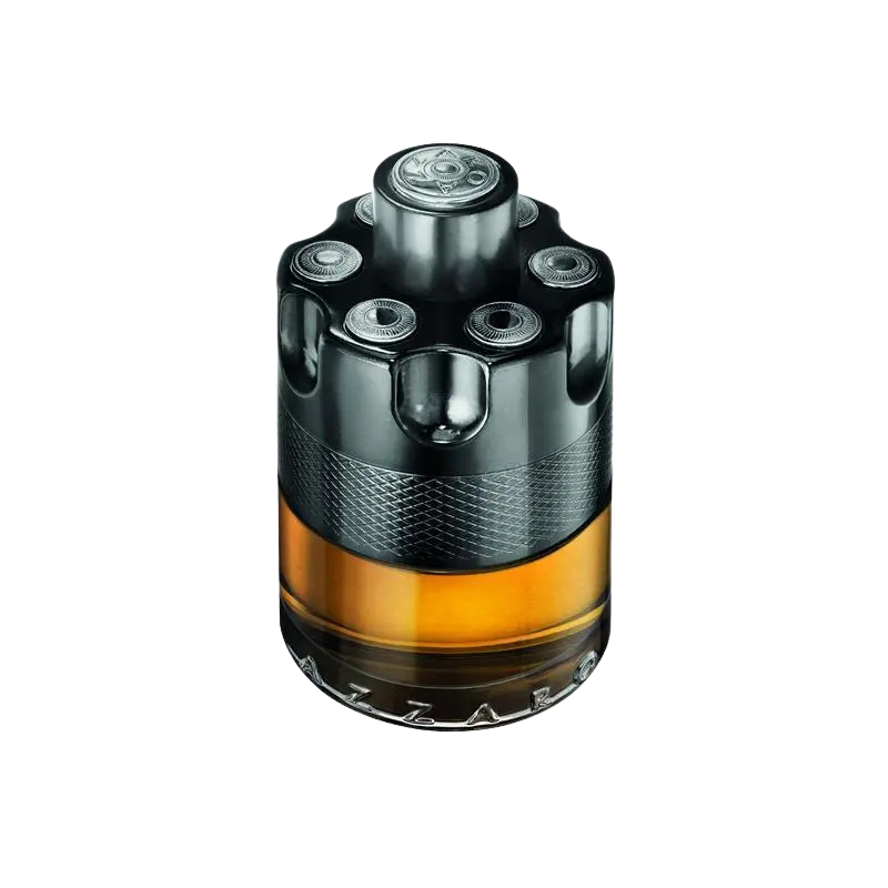 Azzaro The Most Wanted By Night fragrance bottle with a gun cylinder design.