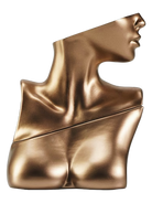 Bronze bust of a woman's torso and head, with a diagonal cut across the chest.