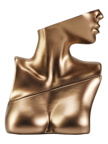Bronze bust of a woman's torso and head, with a diagonal cut across the chest.