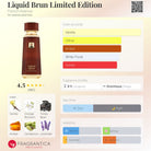French Avenue Liquid Brun Limited Edition fragrance bottle with notes and accords listed.
