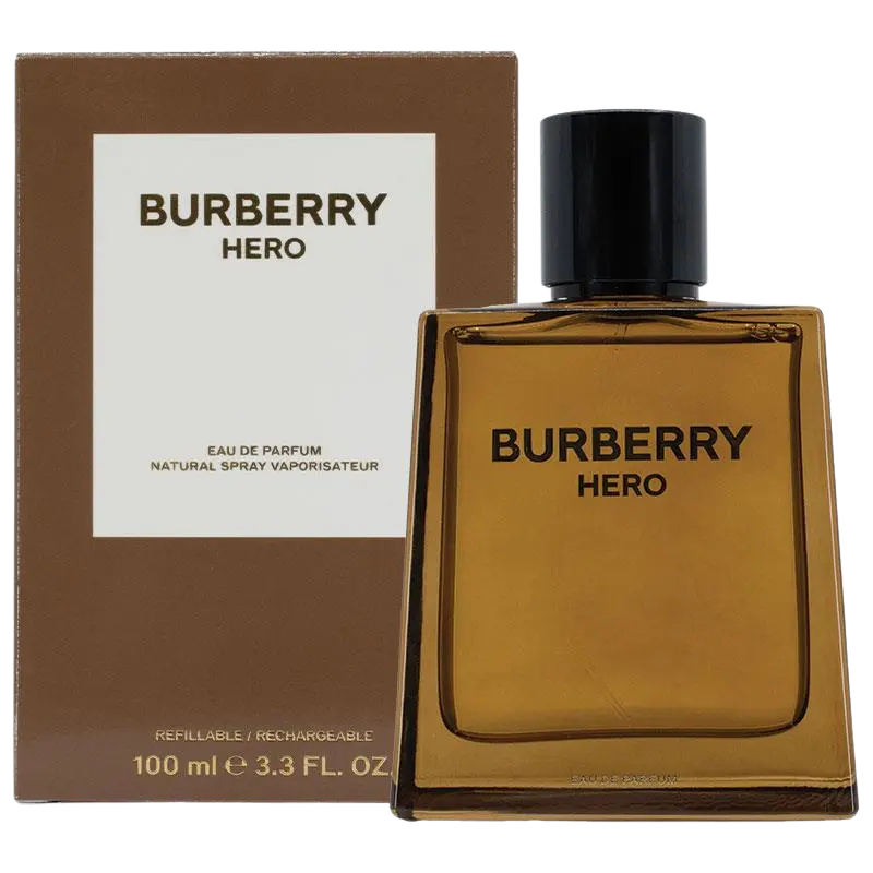 Burberry Hero Eau de Parfum bottle and box.