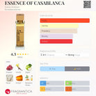 Swiss Arabian Essence of Casablanca perfume bottle with fragrance notes and accords displayed.