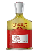 Creed Viking Eau de Parfum bottle with yellow liquid and red textured base.