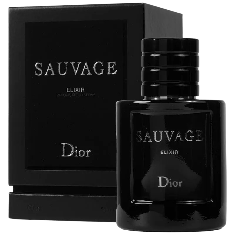 Dior Sauvage Elixir fragrance bottle and box.