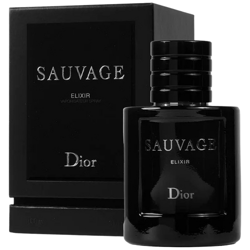 Dior Sauvage Elixir fragrance bottle and box.
