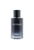 Dior Sauvage EDT decant sample bottle with black cap and clear glass.