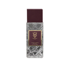 Bujairami Dirty Money Extrait de Parfum bottle with a maroon cap and clear patterned glass.