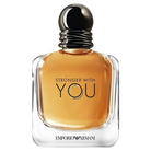 Emporio Armani Stronger With You Eau de Toilette bottle with amber liquid and black cap.