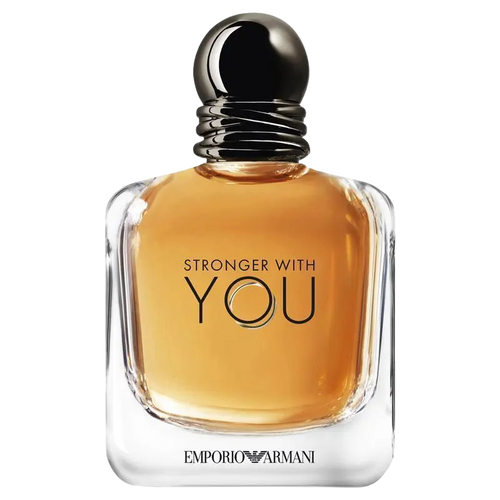 Emporio Armani Stronger With You Eau de Toilette bottle with amber liquid.
