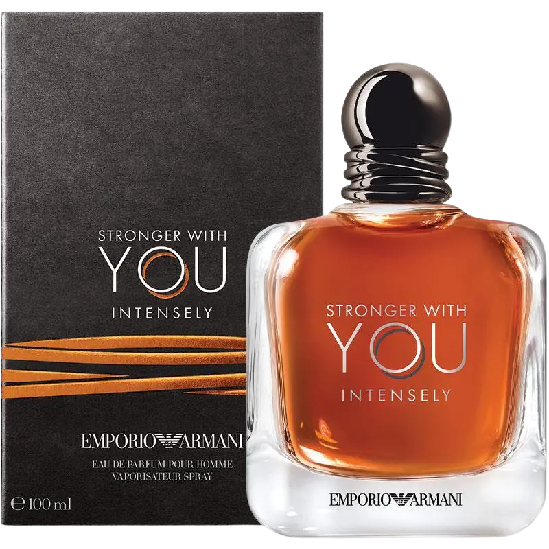 Emporio Armani Stronger With You Intensely perfume bottle and box.