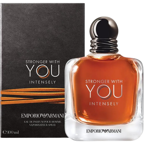 Emporio Armani Stronger With You Intensely perfume bottle and box.