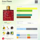 Versace Eros Flame fragrance bottle with notes and accords listed.