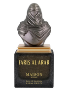 Faris Al Arab Eau de Parfum bottle with a bust of a veiled figure on top.