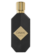 Khadlaj Onyx Gold EDP fragrance bottle with a black textured body and gold cap.