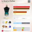 Jean Paul Gaultier Le Beau Le Parfum bottle with main accords and fragrance notes.