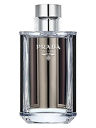 Prada L'Homme Eau de Toilette bottle with silver cap and black accents.