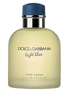 Dolce & Gabbana Light Blue Pour Homme Eau de Toilette bottle with a light yellow liquid and a blue cap.