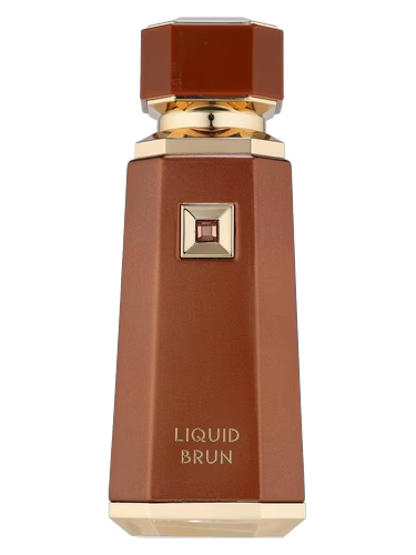 French Avenue Liquid Brun perfume bottle with a brown octagonal cap and a faceted brown body.