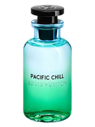 Louis Vuitton Pacific Chill Eau de Parfum bottle with a blue to green gradient.