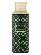 Maison Asrar Regent Eau de Parfum bottle with a dark green pattern and gold accents.