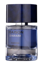 Maison D'arabia Marine Blue Eau de Parfum bottle with blue liquid and cap.