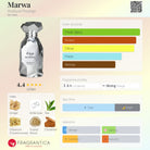 Arabiyat Prestige Marwa men's fragrance bottle with main accords and notes listed.