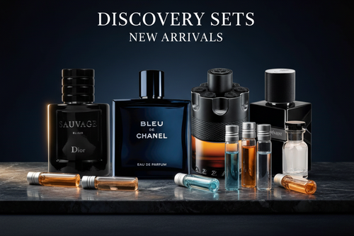 Four men's fragrance bottles: Dior Sauvage Elixir, Bleu De Chanel, Azzaro, and YSL.