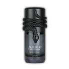 Lattafa Musamam Black Intense perfume bottle with a black snake wrapped around it.