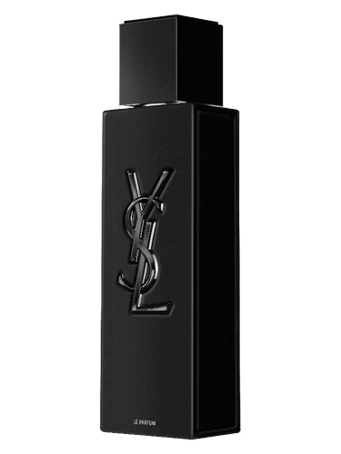 Black Yves Saint Laurent MYSLF Le Parfum bottle with embossed YSL logo.
