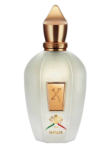 Xerjoff Naxos Eau de Parfum bottle with gold accents and the letter X on the label.