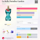Jean Paul Gaultier La Belle Paradise Garden perfume bottle with floral accents.