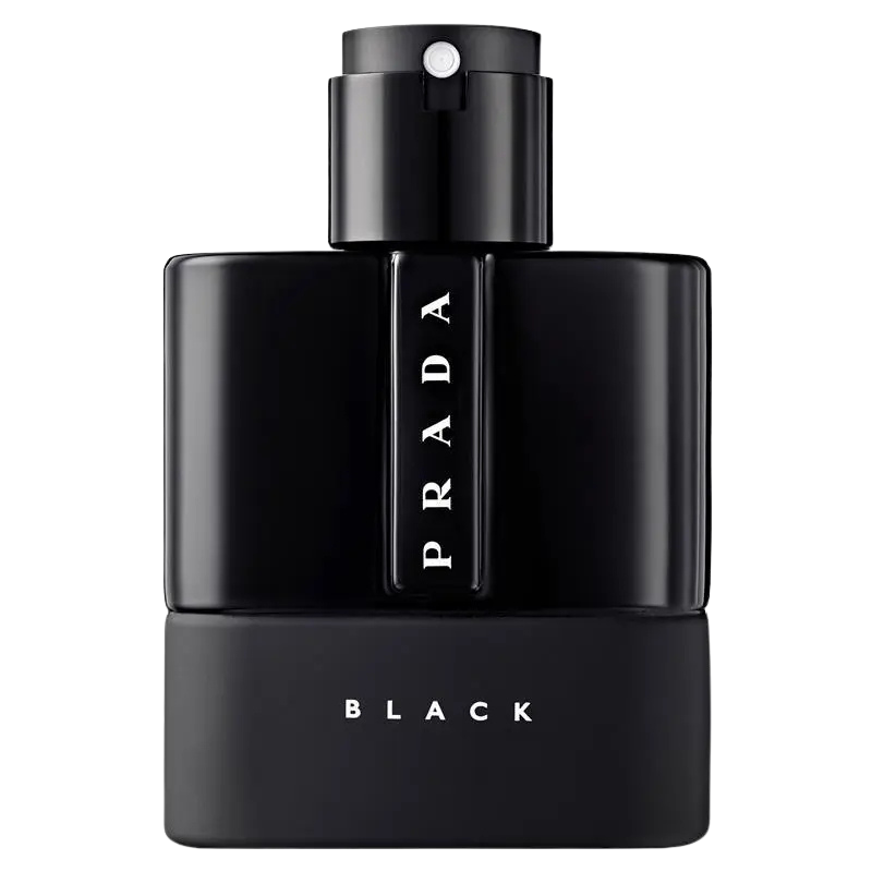 Prada Luna Rossa Black Eau de Parfum bottle with "PRADA" and "BLACK" text.