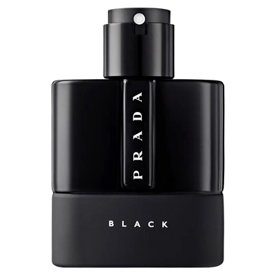 Prada Luna Rossa Black Eau de Parfum bottle with "PRADA" and "BLACK" text. — fragrance sample