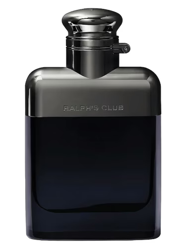 Ralph Lauren Ralph's Club Eau de Parfum bottle with metallic cap and dark blue glass.